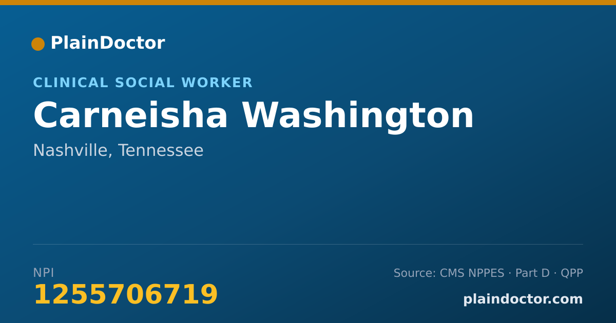 Shareable card for Carneisha Washington - Clinical Social Worker, Nashville, TN