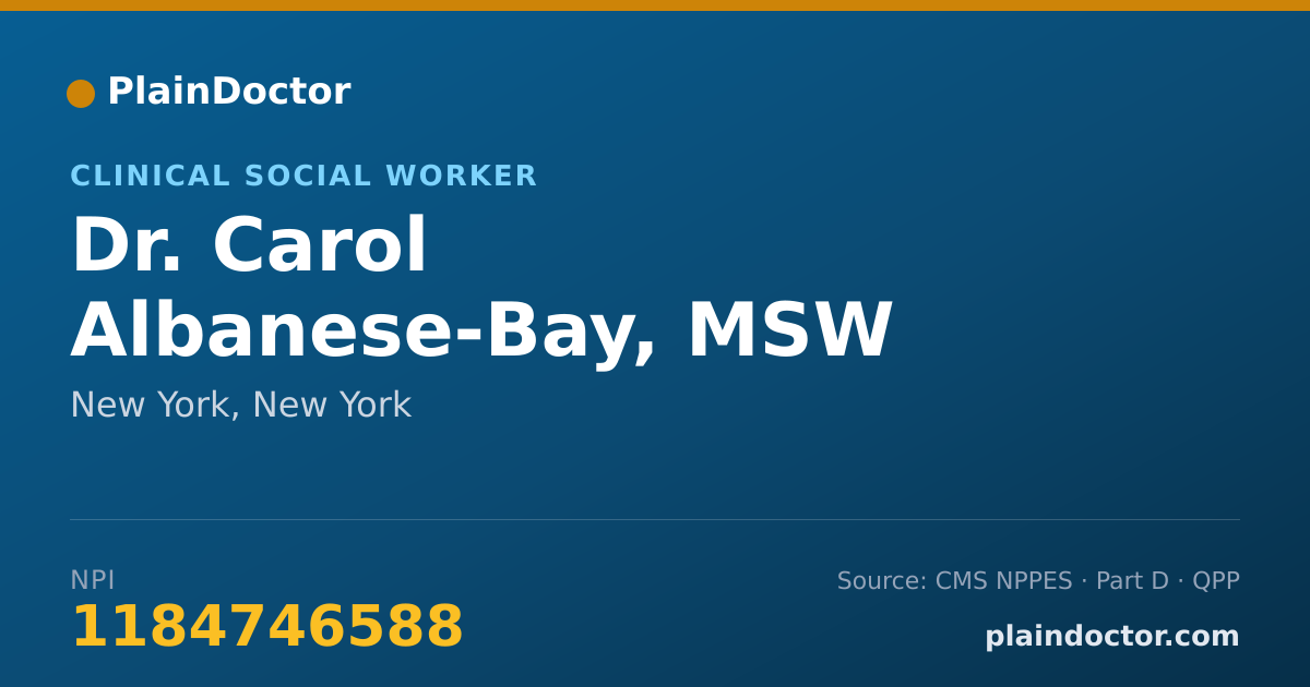 Shareable card for Carol Albanese-Bay, MSW - Clinical Social Worker, New York, NY