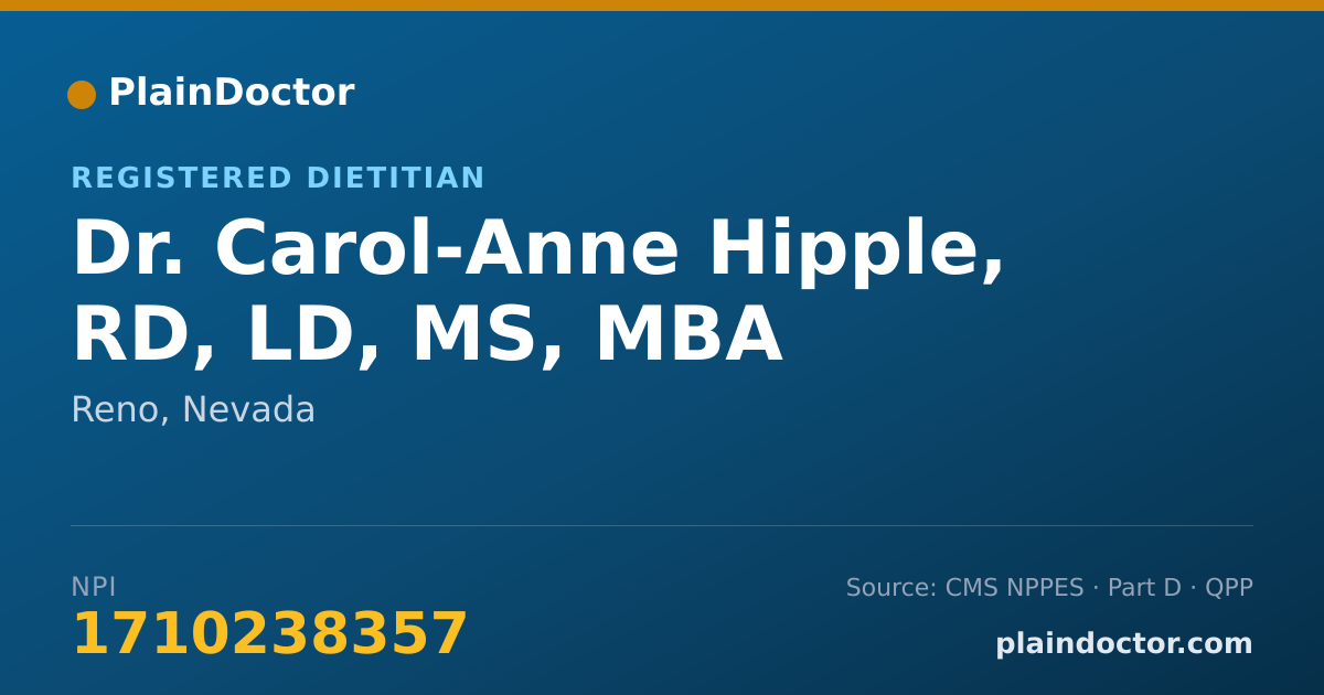 Shareable card for Carol-Anne Hipple, RD, LD, MS, MBA - Registered Dietitian, Reno, NV