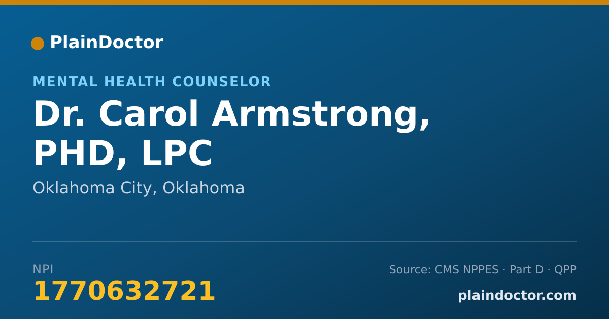 Shareable card for Carol Armstrong, PHD, LPC - Mental Health Counselor, Oklahoma City, OK