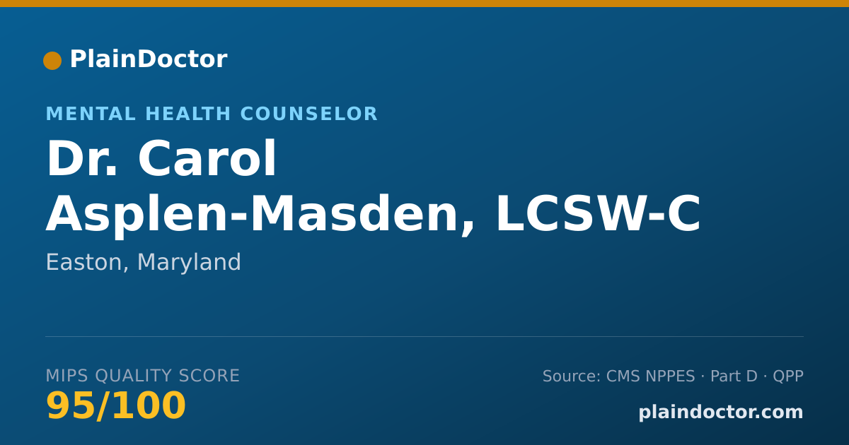 Shareable card for Carol Asplen-Masden, LCSW-C - Mental Health Counselor, Easton, MD