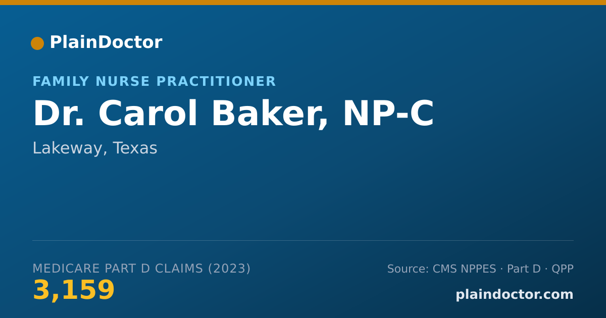 Shareable card for Carol Baker, NP-C - Family Nurse Practitioner, Lakeway, TX