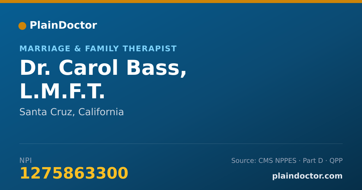 Shareable card for Carol Bass, L.M.F.T. - Marriage & Family Therapist, Santa Cruz, CA