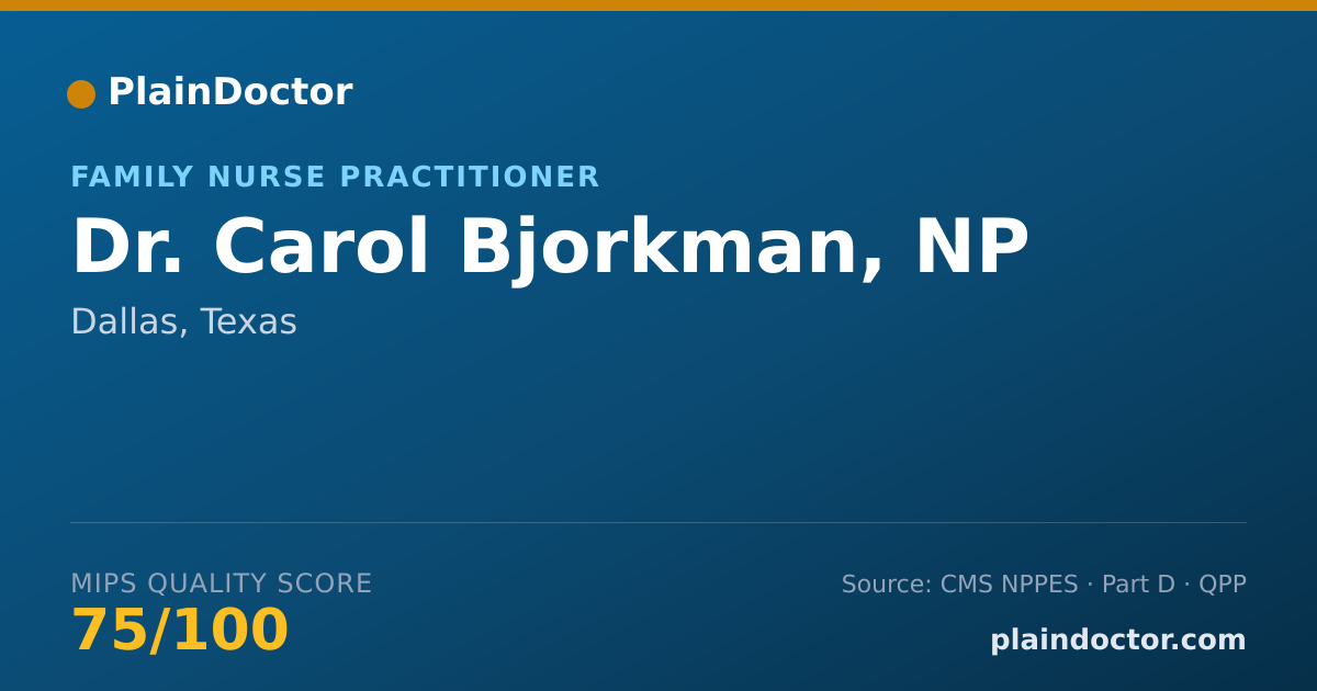 Shareable card for Carol Bjorkman, NP - Family Nurse Practitioner, Dallas, TX
