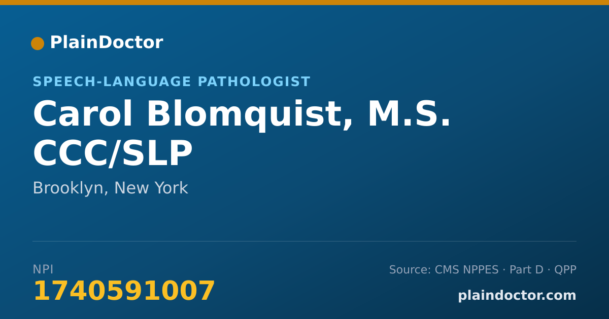 Shareable card for Carol Blomquist, M.S. CCC/SLP - Speech-Language Pathologist, Brooklyn, NY