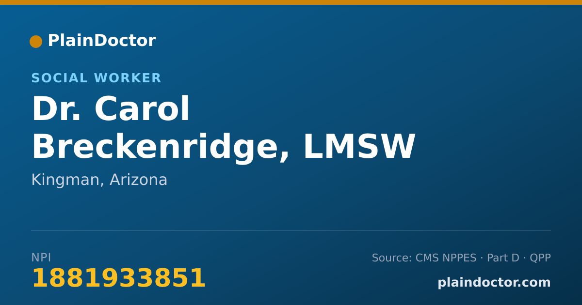 Shareable card for Carol Breckenridge, LMSW - Social Worker, Kingman, AZ