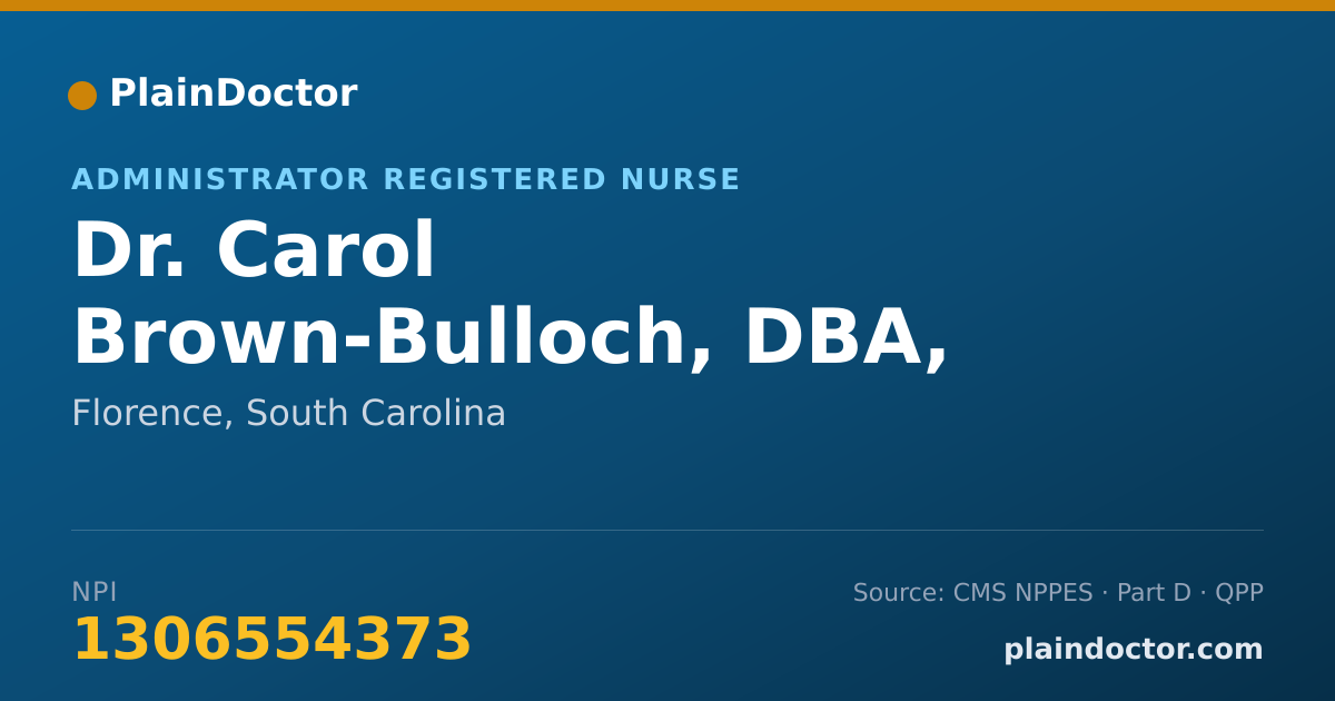 Shareable card for Carol Brown-Bulloch, DBA, MN, RN, CQM/OE - Administrator Registered Nurse, Florence, SC