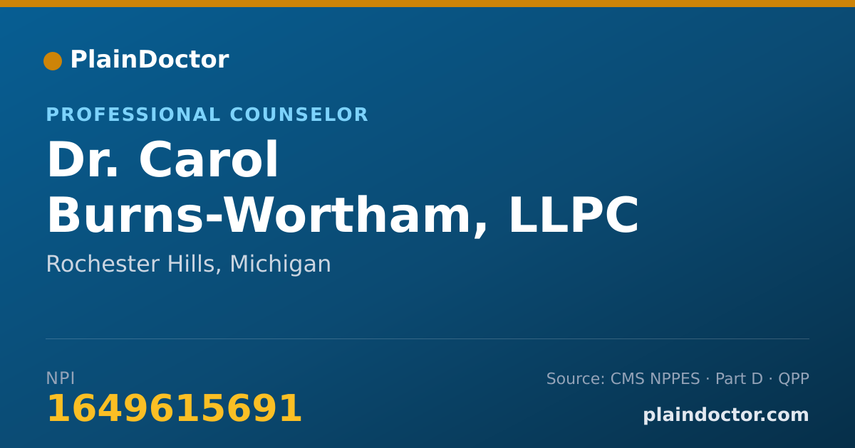 Shareable card for Carol Burns-Wortham, LLPC - Professional Counselor, Rochester Hills, MI