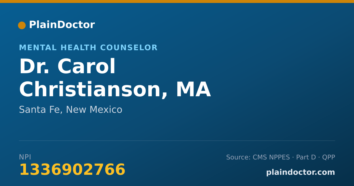 Shareable card for Carol Christianson, MA - Mental Health Counselor, Santa Fe, NM