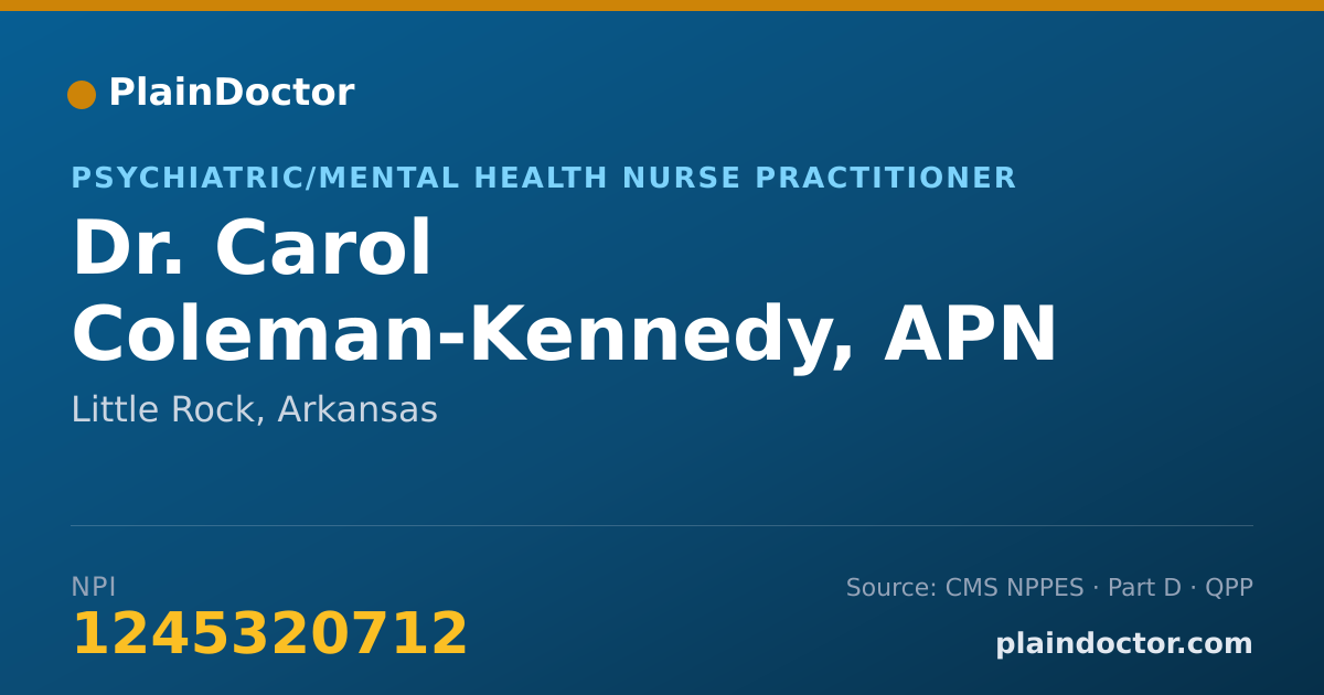 Shareable card for Carol Coleman-Kennedy, APN - Psychiatric/Mental Health Nurse Practitioner, Little Rock, AR