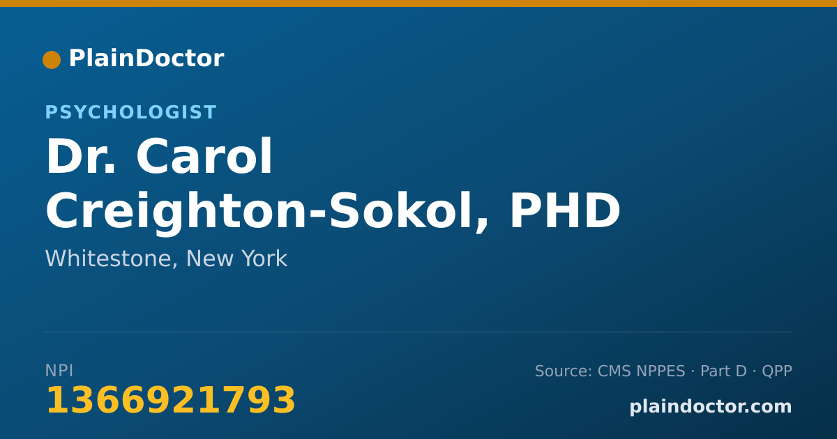 Shareable card for Carol Creighton-Sokol, PHD - Psychologist, Whitestone, NY