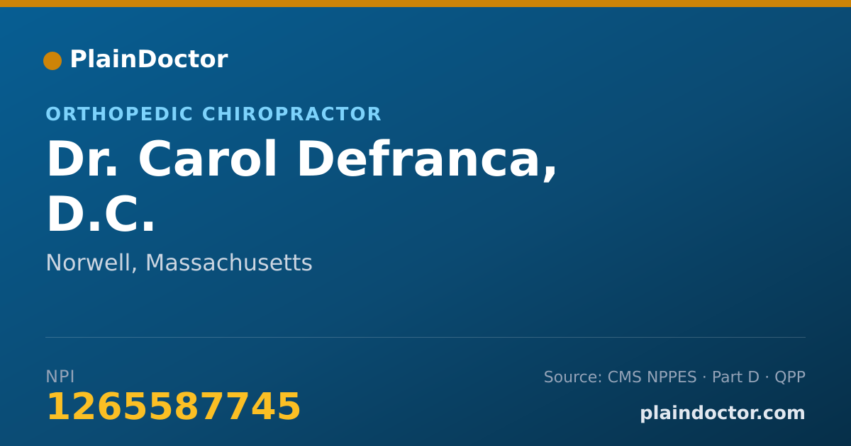 Shareable card for Carol Defranca, D.C. - Orthopedic Chiropractor, Norwell, MA