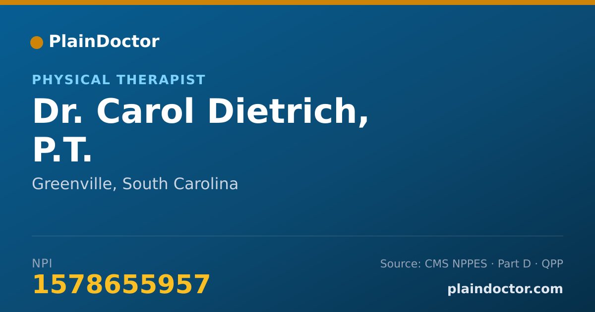 Shareable card for Carol Dietrich, P.T. - Physical Therapist, Greenville, SC