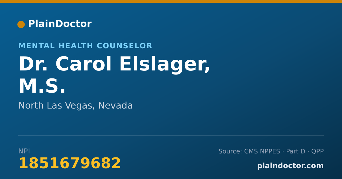 Shareable card for Carol Elslager, M.S. - Mental Health Counselor, North Las Vegas, NV