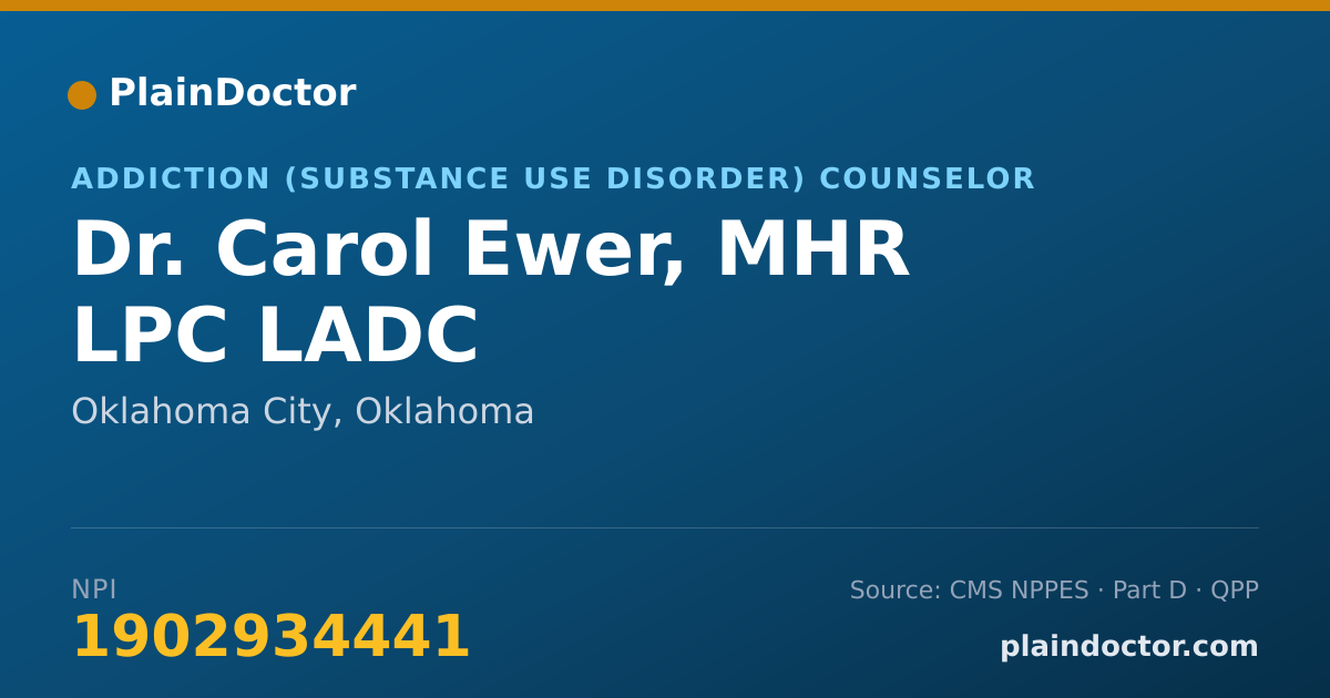 Shareable card for Carol Ewer, MHR LPC LADC - Addiction (Substance Use Disorder) Counselor, Oklahoma City, OK