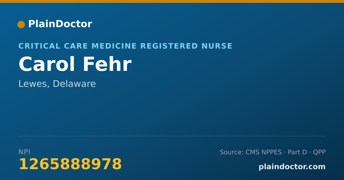 Shareable card for Carol Fehr - Critical Care Medicine Registered Nurse, Lewes, DE