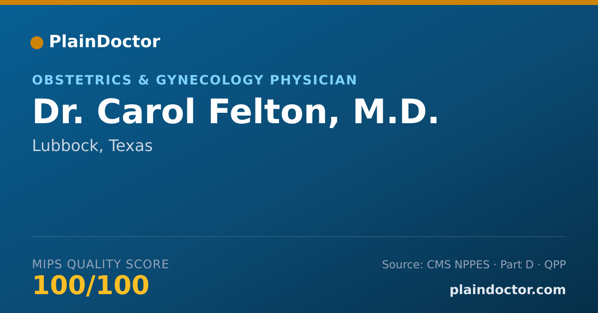 Shareable card for Carol Felton, M.D. - Obstetrics & Gynecology Physician, Lubbock, TX