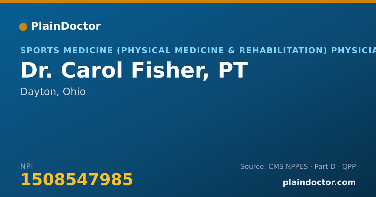 Shareable card for Carol Fisher, PT - Sports Medicine (Physical Medicine & Rehabilitation) Physician, Dayton, OH