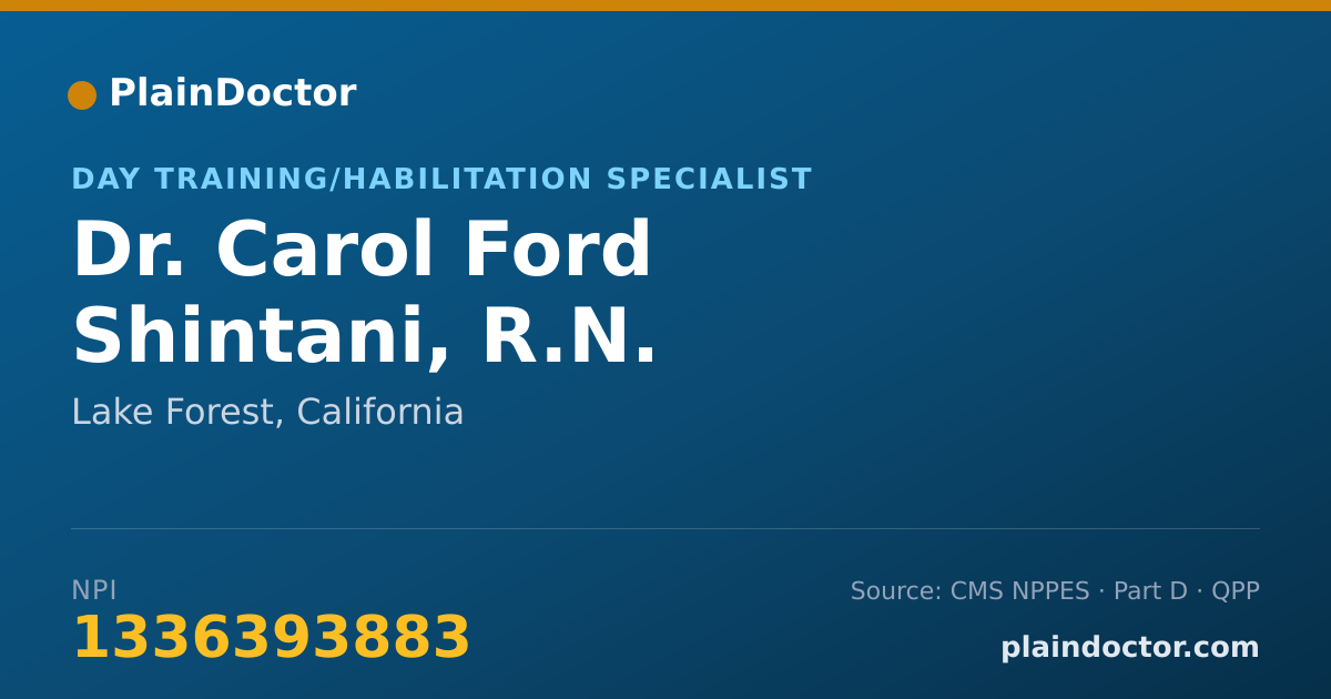 Shareable card for Carol Ford Shintani, R.N. - Day Training/Habilitation Specialist, Lake Forest, CA
