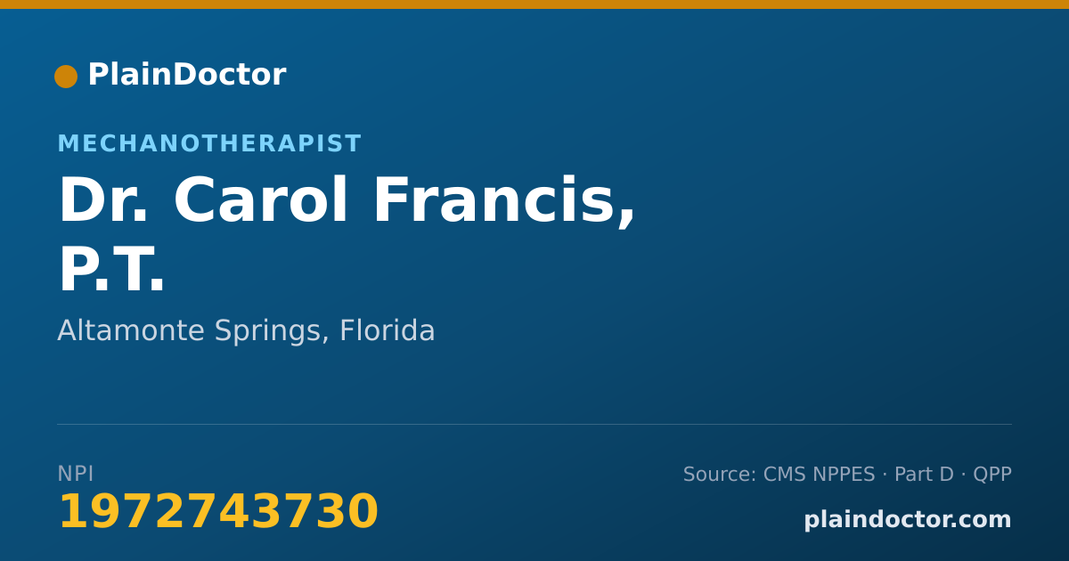 Shareable card for Carol Francis, P.T. - Mechanotherapist, Altamonte Springs, FL
