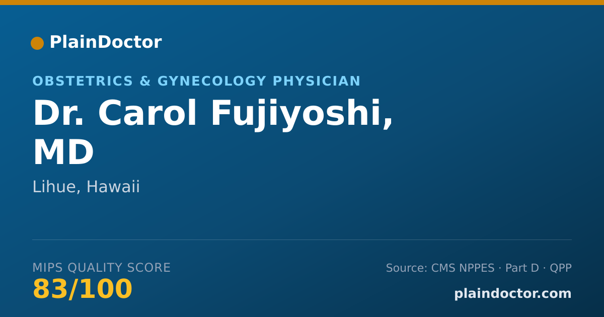 Shareable card for Carol Fujiyoshi, MD - Obstetrics & Gynecology Physician, Lihue, HI