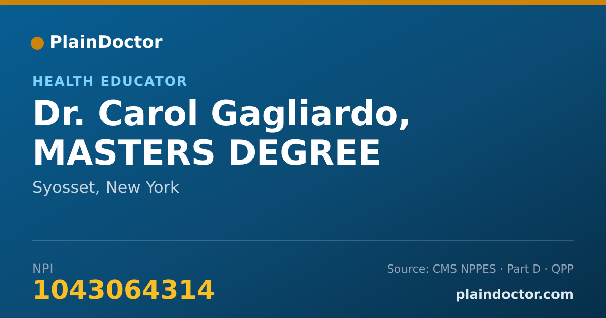 Shareable card for Carol Gagliardo, MASTERS DEGREE - Health Educator, Syosset, NY