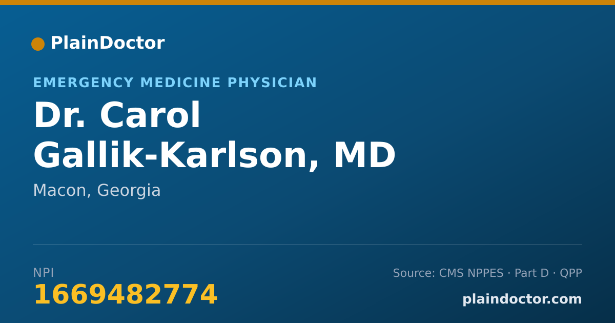 Shareable card for Carol Gallik-Karlson, MD - Emergency Medicine Physician, Macon, GA