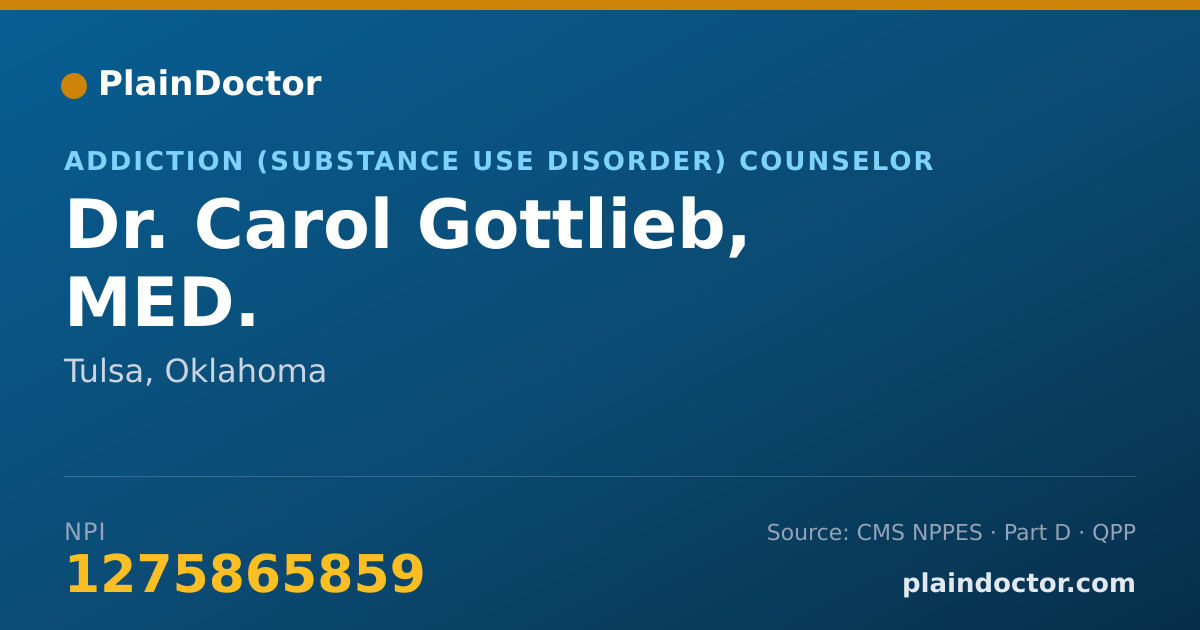Shareable card for Carol Gottlieb, MED. - Addiction (Substance Use Disorder) Counselor, Tulsa, OK
