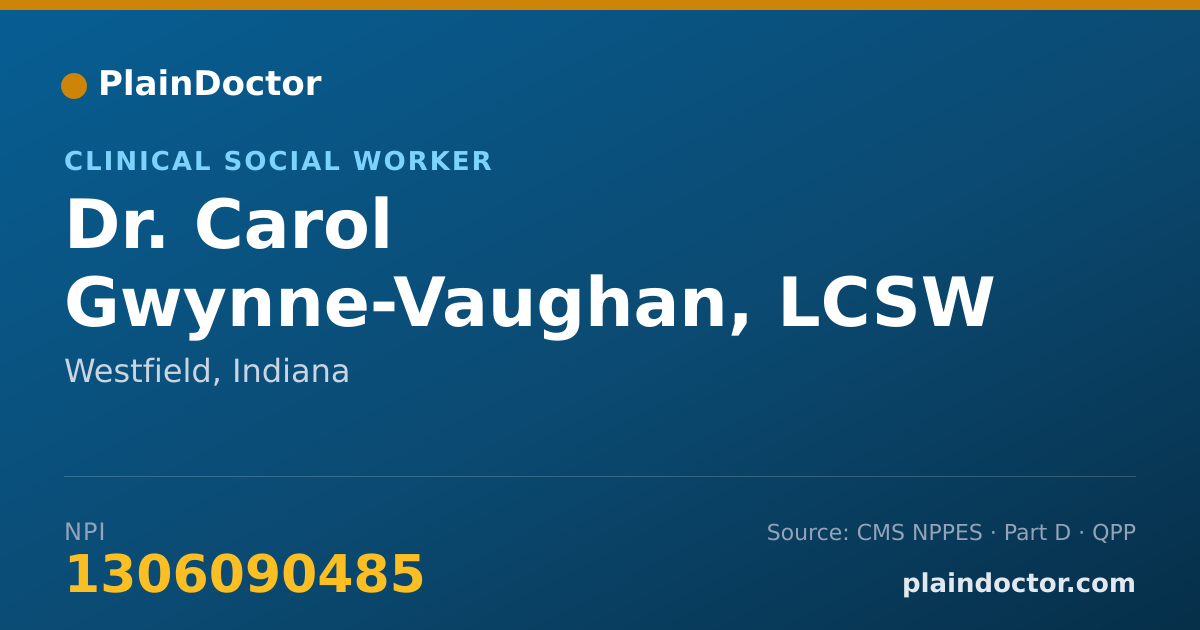 Shareable card for Carol Gwynne-Vaughan, LCSW - Clinical Social Worker, Westfield, IN