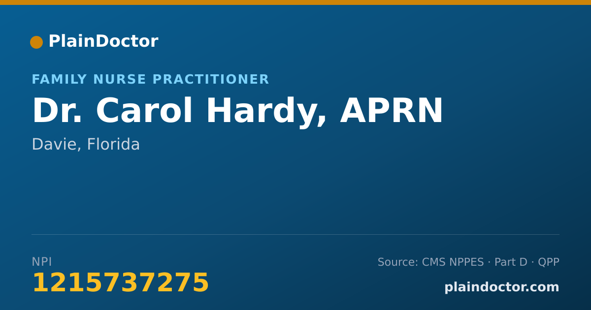 Shareable card for Carol Hardy, APRN - Family Nurse Practitioner, Davie, FL