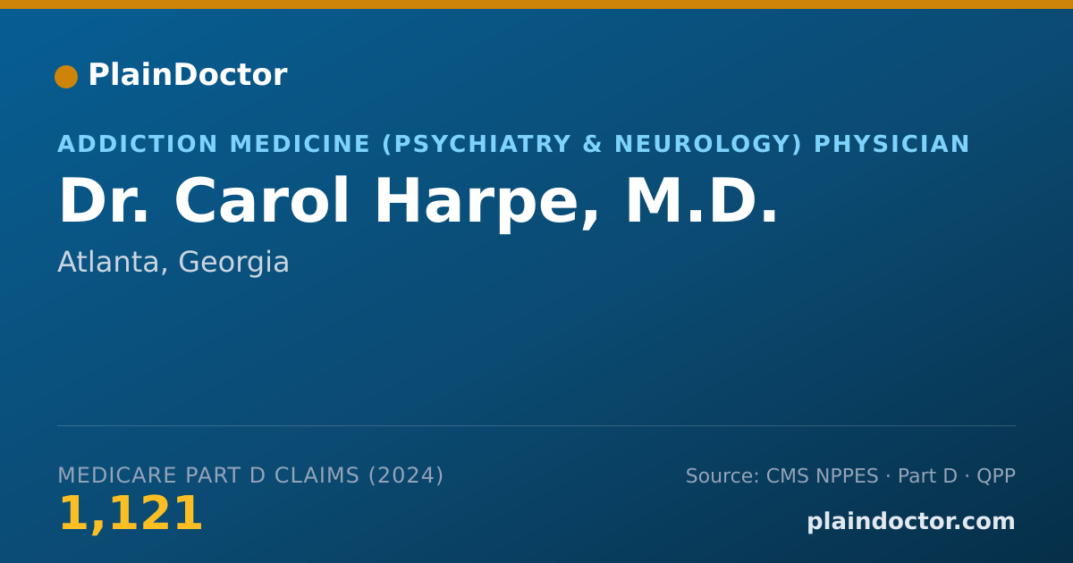 Shareable card for Carol Harpe, M.D. - Addiction Medicine (Psychiatry & Neurology) Physician, Atlanta, GA