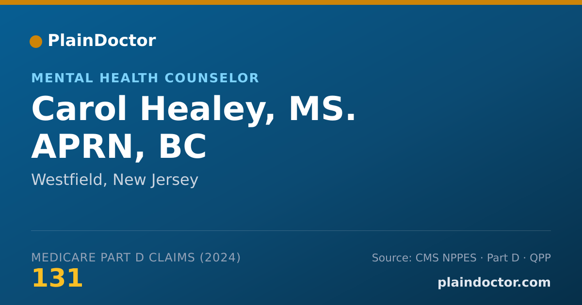 Shareable card for Carol Healey, MS. APRN, BC - Mental Health Counselor, Westfield, NJ