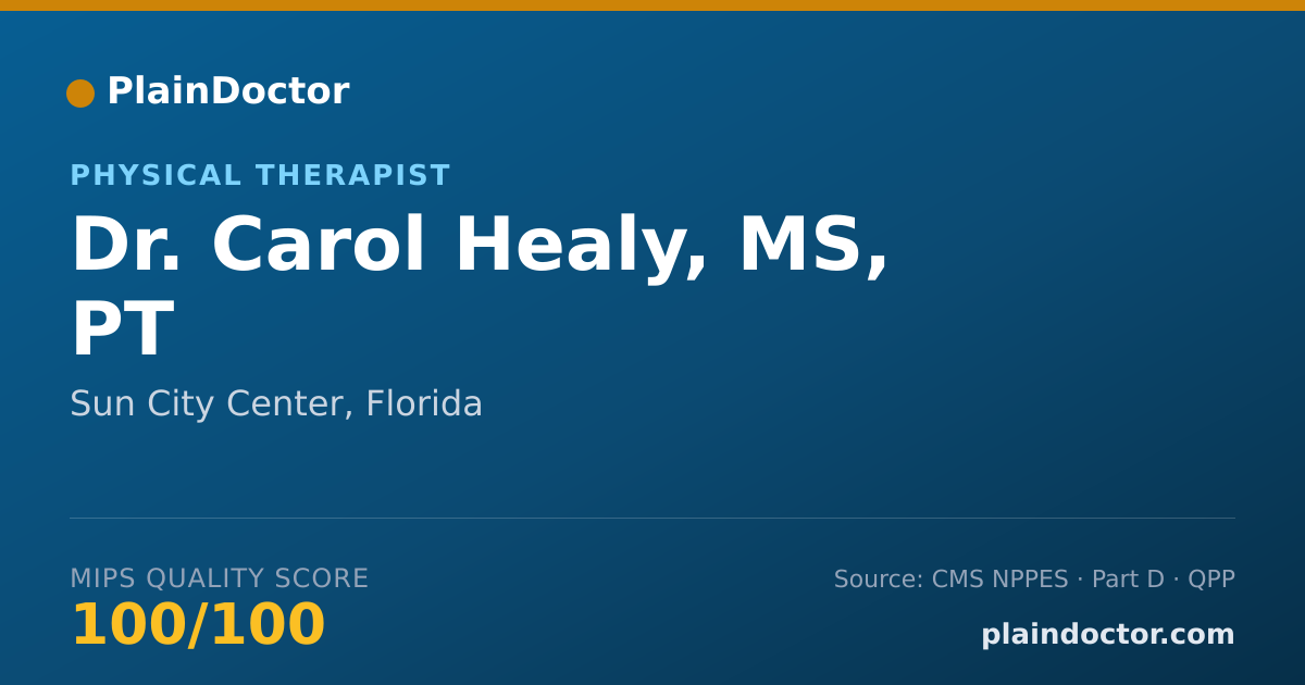 Shareable card for Carol Healy, MS, PT - Physical Therapist, Sun City Center, FL