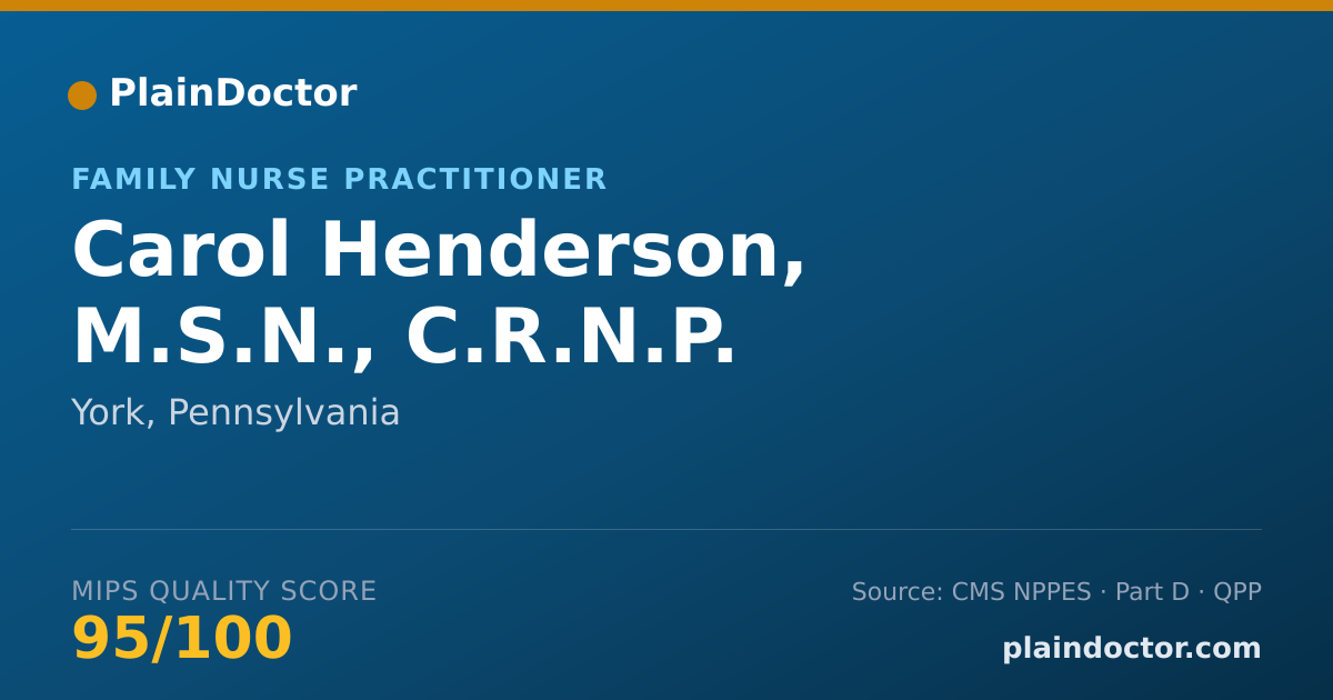 Shareable card for Carol Henderson, M.S.N., C.R.N.P. - Family Nurse Practitioner, York, PA