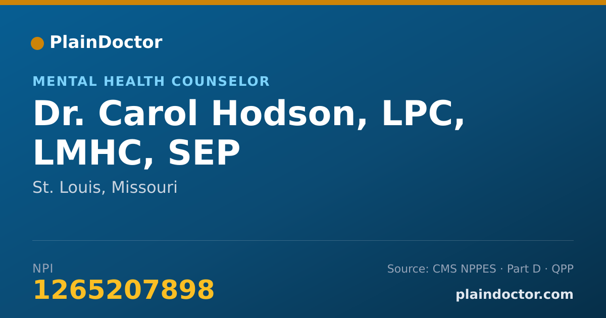 Shareable card for Carol Hodson, LPC, LMHC, SEP - Mental Health Counselor, St. Louis, MO