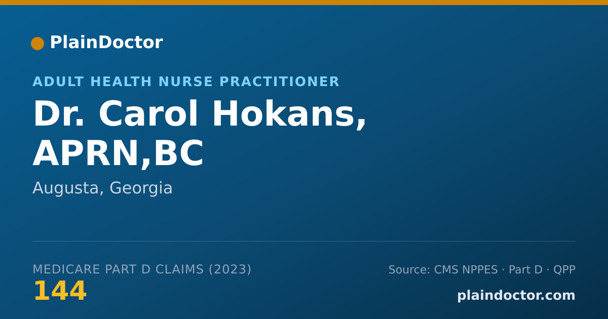 Shareable card for Carol Hokans, APRN,BC - Adult Health Nurse Practitioner, Augusta, GA