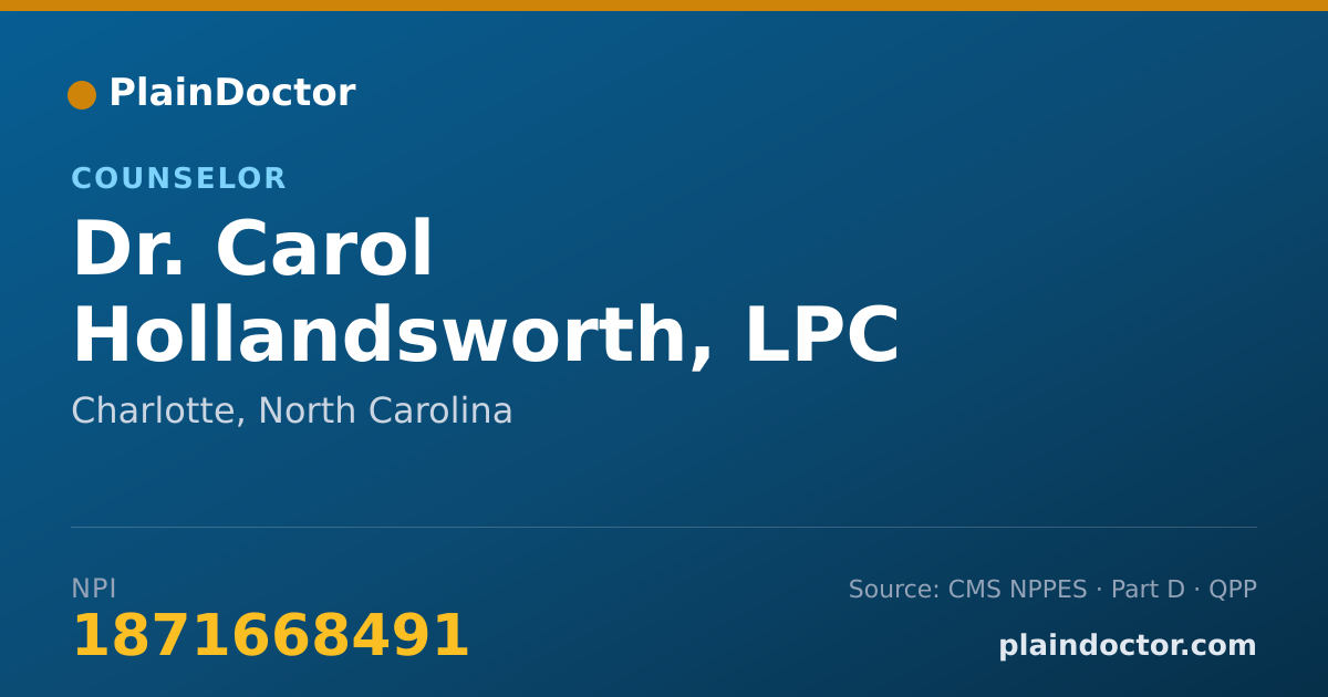 Shareable card for Carol Hollandsworth, LPC - Counselor, Charlotte, NC
