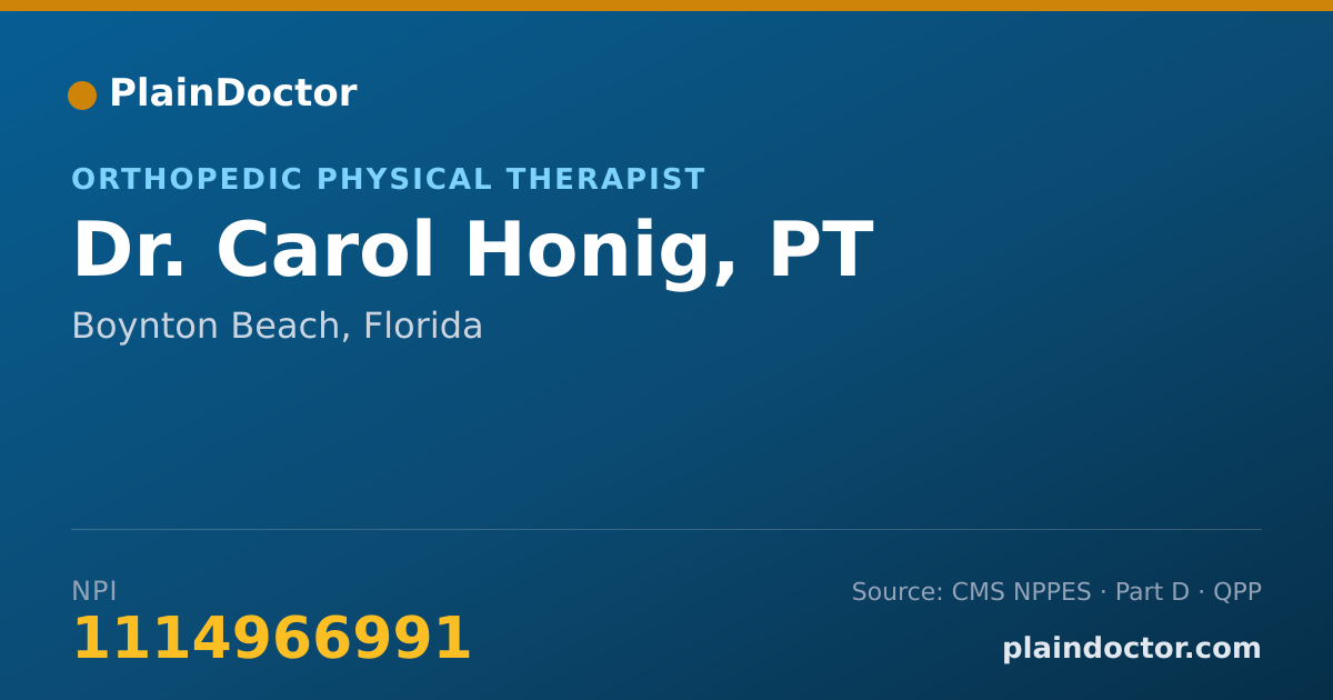 Shareable card for Carol Honig, PT - Orthopedic Physical Therapist, Boynton Beach, FL
