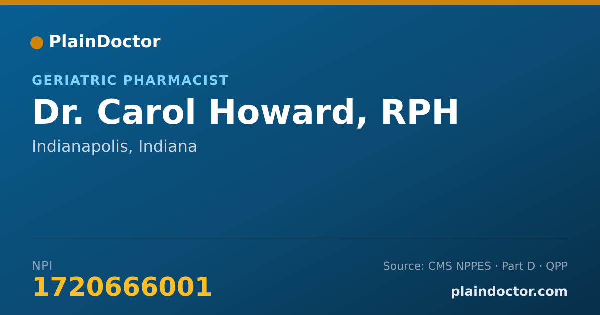 Shareable card for Carol Howard, RPH - Geriatric Pharmacist, Indianapolis, IN