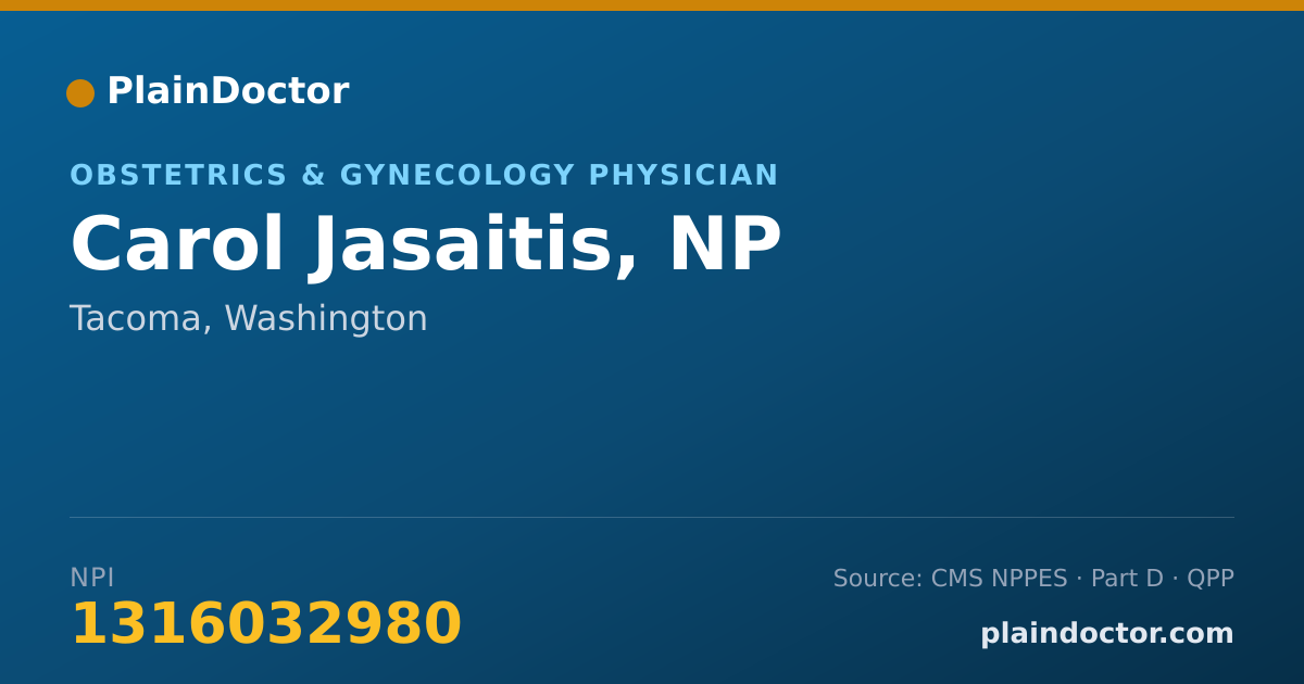 Shareable card for Carol Jasaitis, NP - Obstetrics & Gynecology Physician, Tacoma, WA