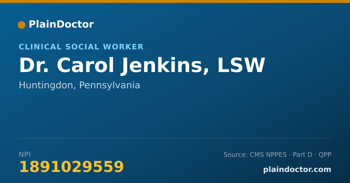 Shareable card for Carol Jenkins, LSW - Clinical Social Worker, Huntingdon, PA