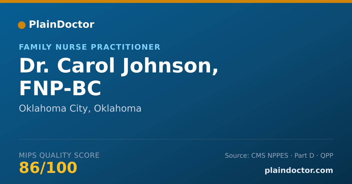 Shareable card for Carol Johnson, FNP-BC - Family Nurse Practitioner, Oklahoma City, OK