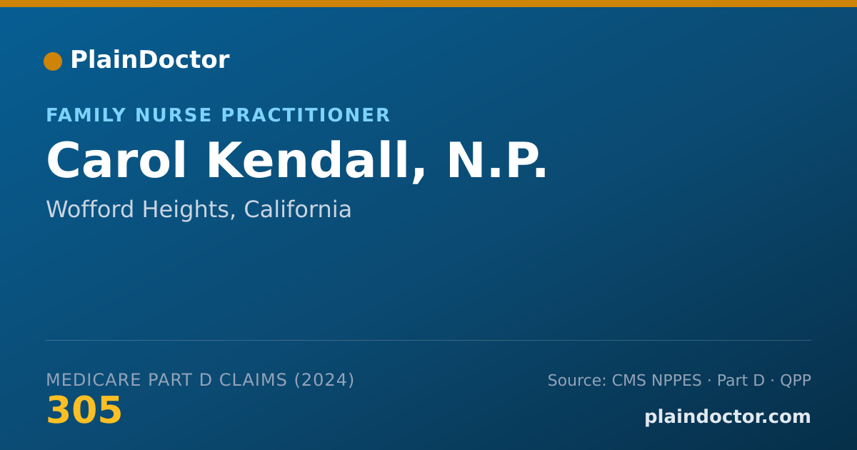 Shareable card for Carol Kendall, N.P. - Family Nurse Practitioner, Wofford Heights, CA