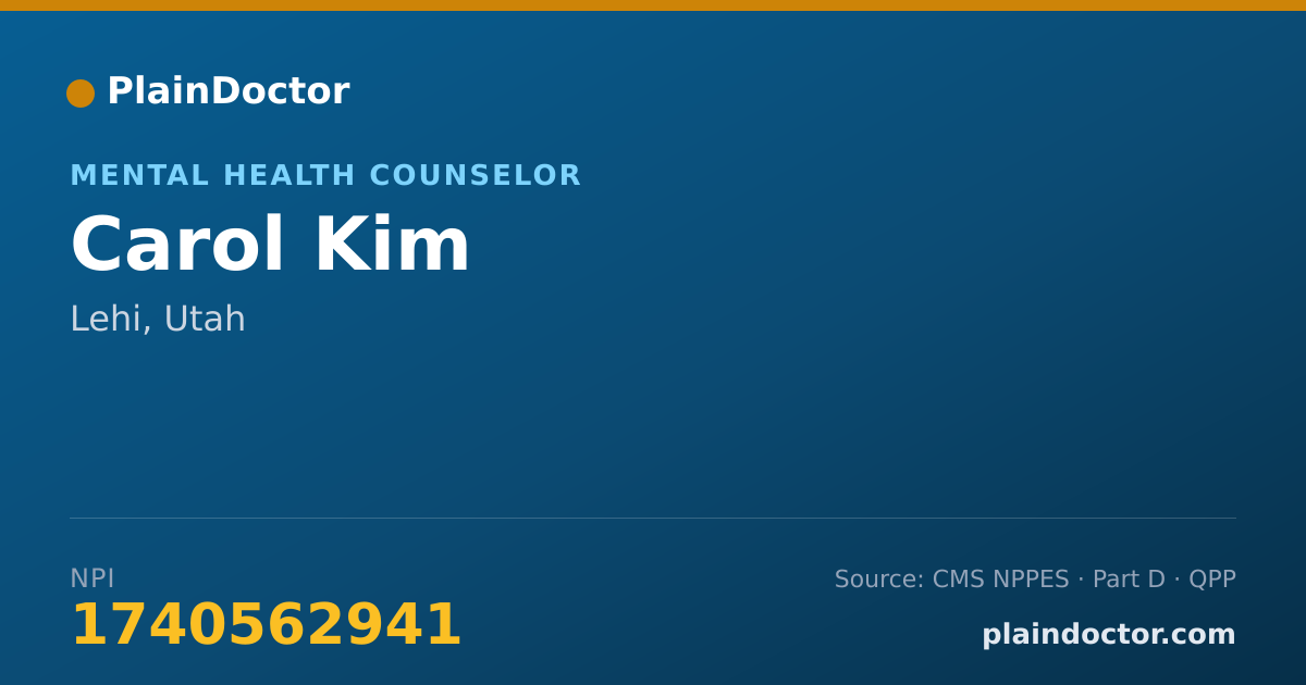 Shareable card for Carol Kim - Mental Health Counselor, Lehi, UT