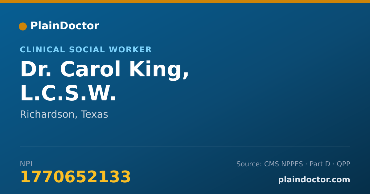 Shareable card for Carol King, L.C.S.W. - Clinical Social Worker, Richardson, TX