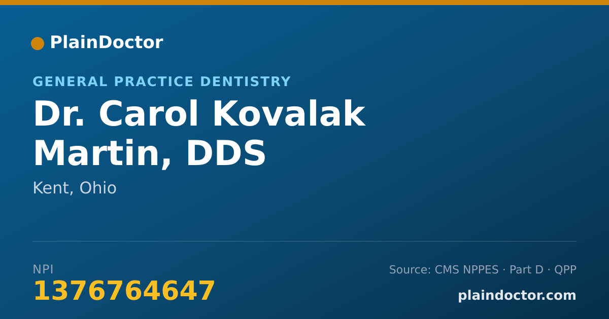 Shareable card for Carol Kovalak Martin, DDS - General Practice Dentistry, Kent, OH