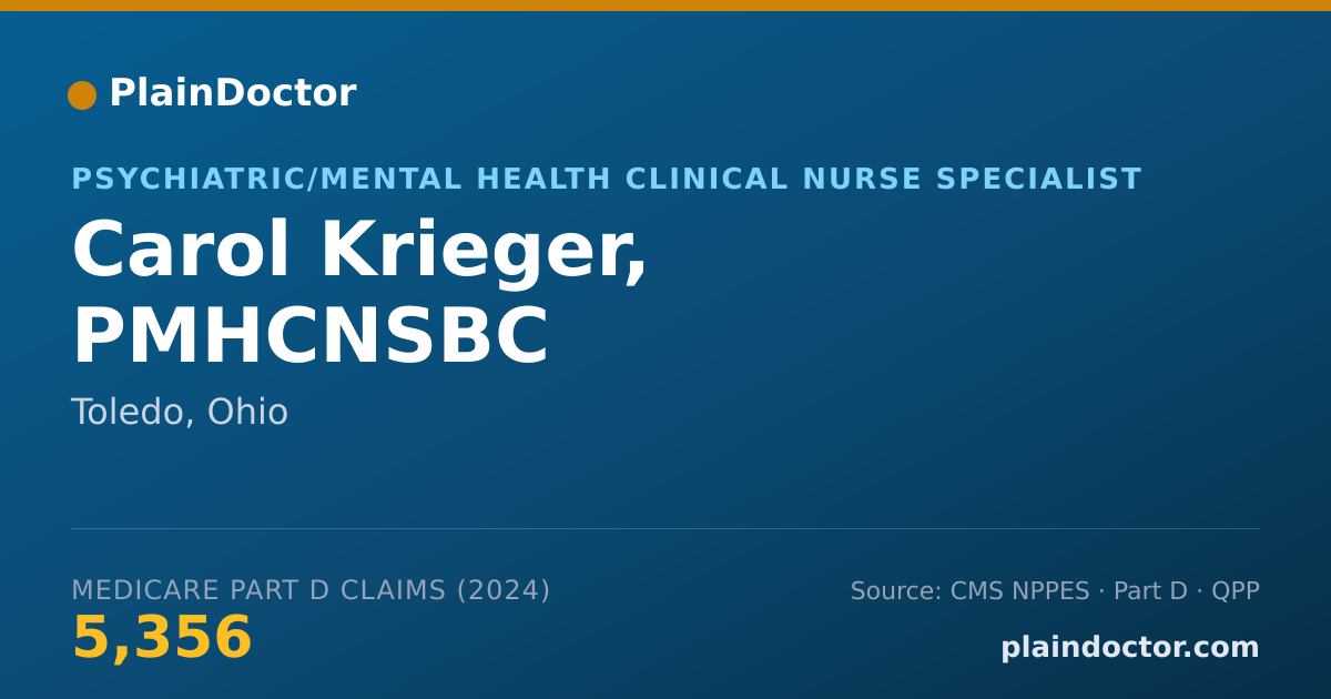 Shareable card for Carol Krieger, PMHCNSBC - Psychiatric/Mental Health Clinical Nurse Specialist, Toledo, OH