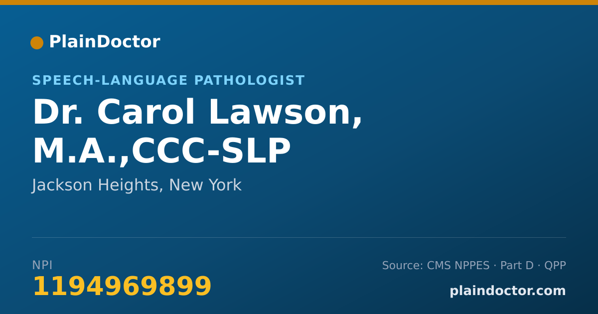 Shareable card for Carol Lawson, M.A.,CCC-SLP - Speech-Language Pathologist, Jackson Heights, NY