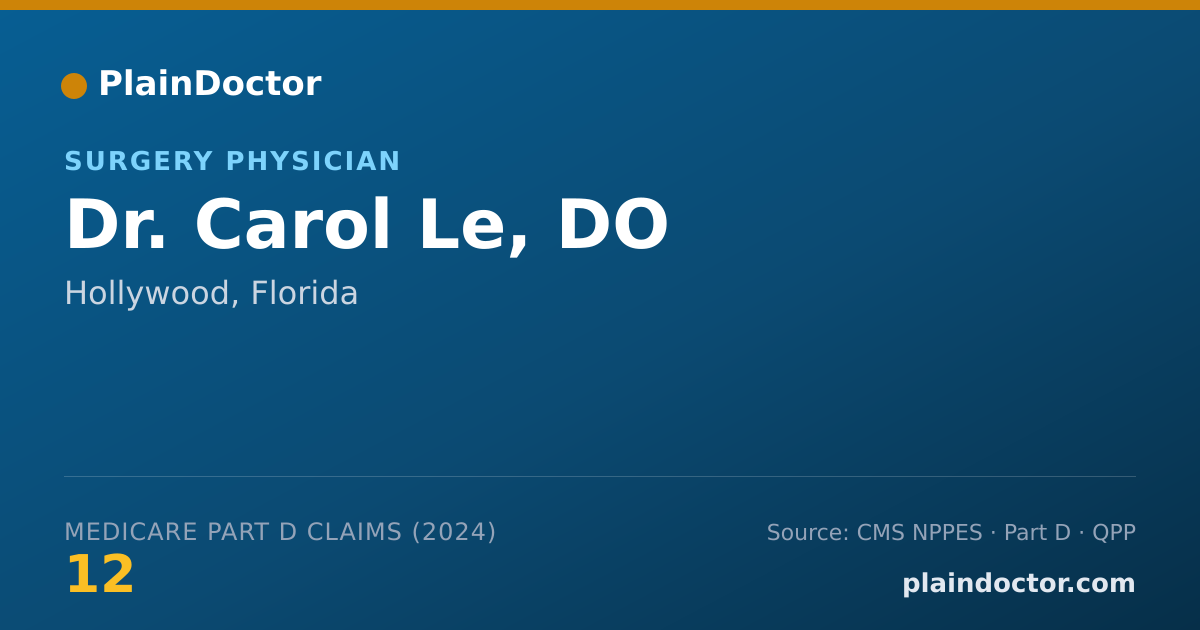 Shareable card for Carol Le, DO - Surgery Physician, Hollywood, FL