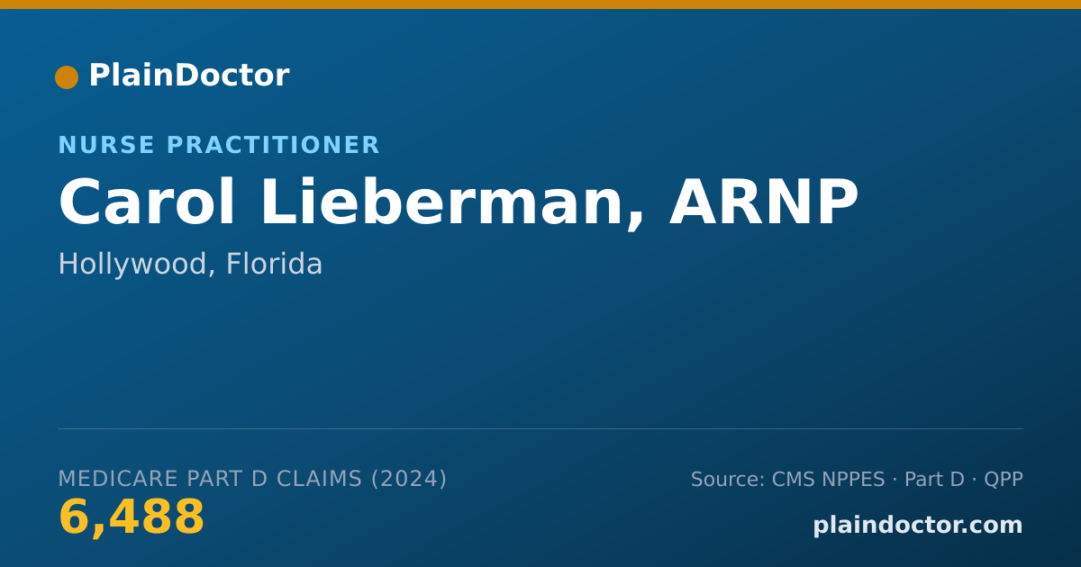 Shareable card for Carol Lieberman, ARNP - Nurse Practitioner, Hollywood, FL